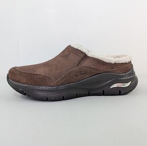 Sketchers Arch Fit Quick Escape Mules Womens Sz 6.5 Brown Slip On Shoes 167202